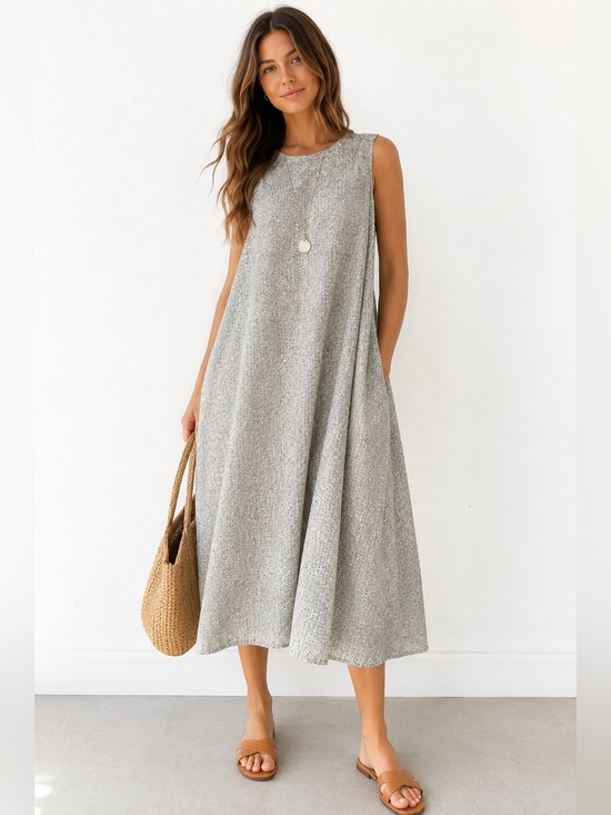 Eileen Fisher Dresses & Skirts - Eileen Fisher Chevron Print Tencel Dress M Minimalist Quiet Luxury Midi